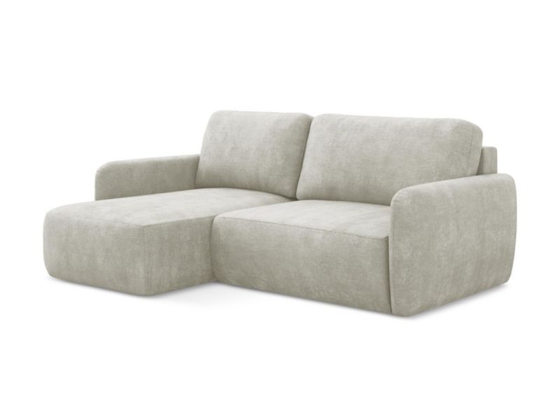 Narożnik lewostronny z funkcją spania LaMiaSofa CORLE z tkaniny szenilowej 207x148 cm perłowy 1 szt.