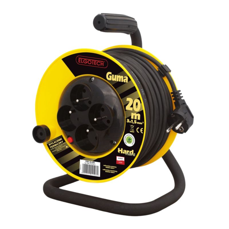 Przedłużacz bębnowy Elgotech 20 m 4 Gniazda 1 szt.