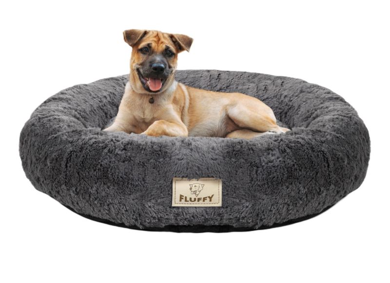 Legowisko dla psa Aio Factory shaggy rozbieralne antyslip ciemnoszare 120 cm 1szt
