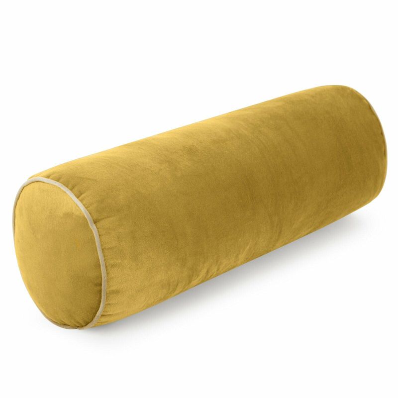 Poduszka GAJA 5 Eurofirany 15 x 45 cm velvetowa musztardowa wałek z lamówką 1 szt.