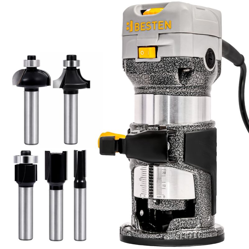 Frezarka górnowrzecionowa BESTEN BE-2536 800W 30 000 RPM 6-biegowa zestaw 15 frezów walizka 1 szt.