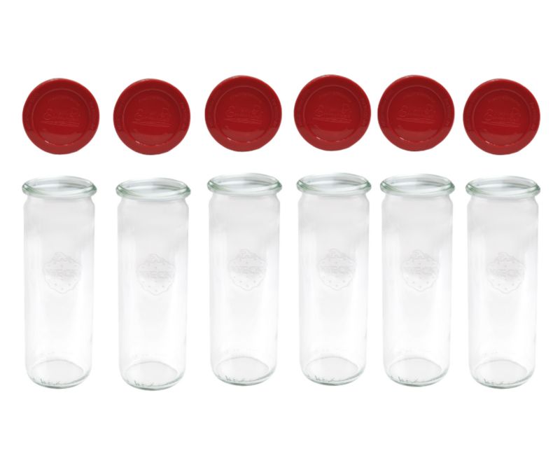Słoiki MODO24 Weck 600 ml fi 60 cylinder silikonowe wieka 6 kpl.