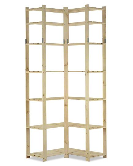 Regał narożny drewniany MODO24 naturalne drewno pojemny 220 cm 1 szt.