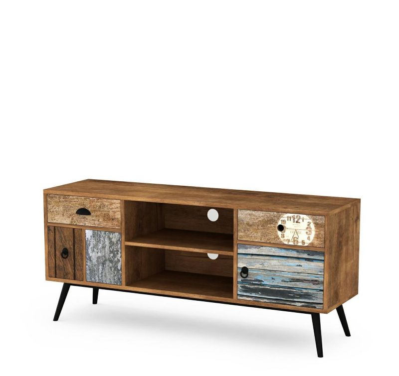 Szafka RTV Kaliope INTESI drewniana nowoczesna brązowa 120 cm stojąca z szufladami 1 szt.