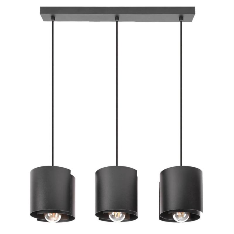 Lampa wisząca HUGO 3 Szpak Nowoczesna Czarna 1szt