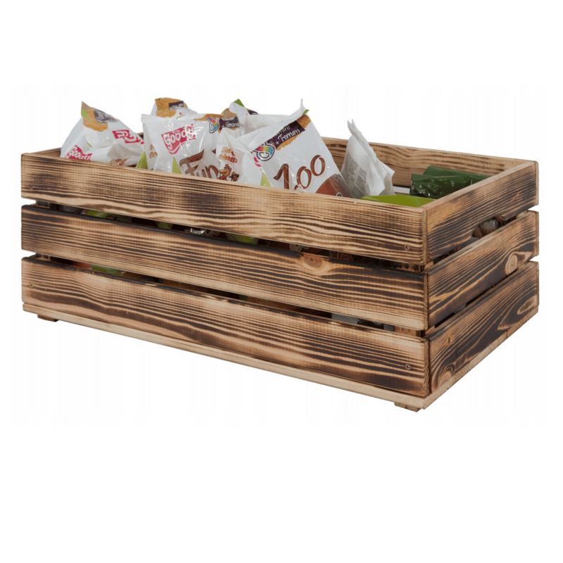 Skrzynka drewniana MODO24 z uchwytami na owoce i warzywa 60 x 40 cm opalana 1 szt.