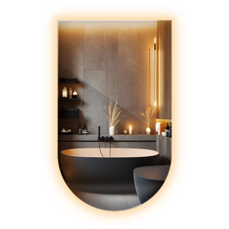 Lustro Owalne Ścięte LED Podłużne Wallfluent 40 x 70 cm Ciepłe oświetlenie 1 szt.