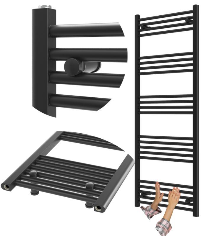 Grzejnik Łazienkowy Granitan Breno 60/150cm Czarny Kaloryfer Drabinkowy 1kpl.