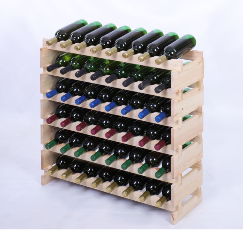 Stojak na wino MODO24 regał modułowy na butelki 6 leżni x 8 butelek montaż bez narzędzi naturalne drewno 1 szt.