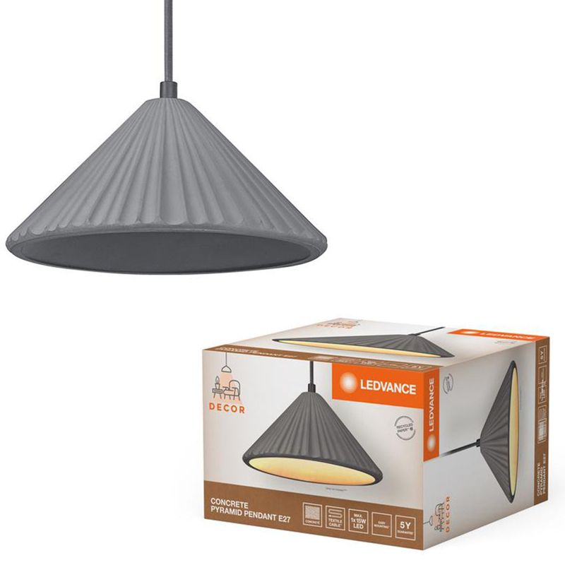 Lampa Sufitowa Ledvance Wisząca Dekoracyjna E27 Zwis Szara Beton 1 szt.