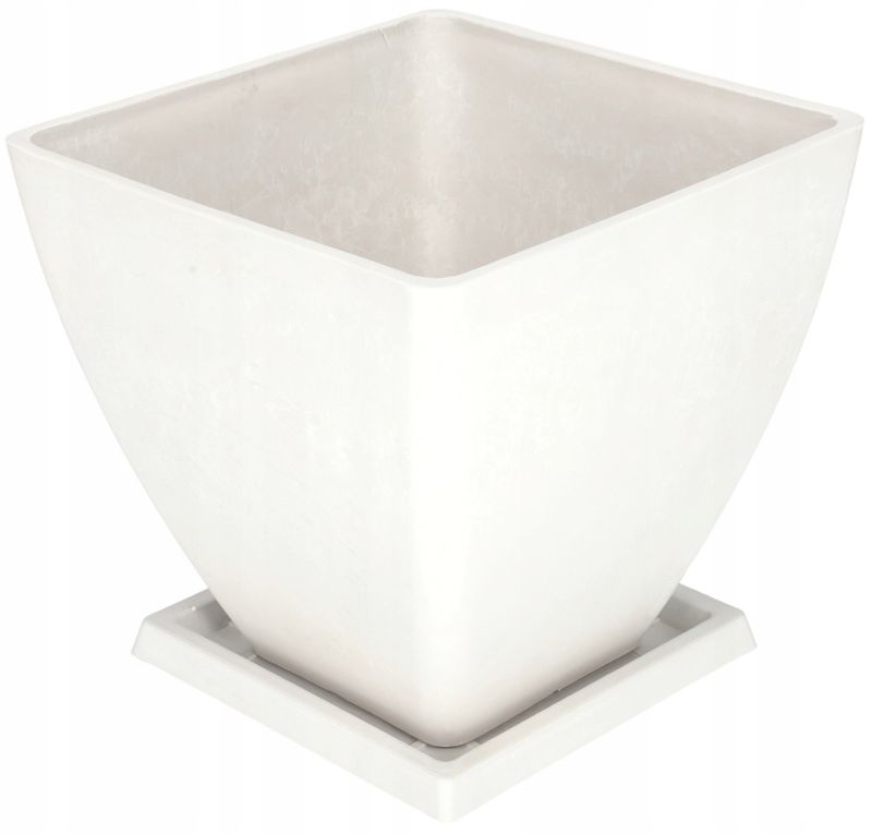 Doniczka ogrodowa KOTARBAU donica osłonka kompozytowa z podstawką 28 cm biała 1 szt.