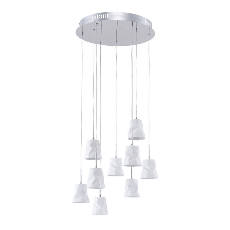 Lampa Wisząca SPOT Light 9xG4 Max.20W Kombinacja Chromu z Białymi Ceramicznymi Kloszami, Polski Producent, 1 szt.