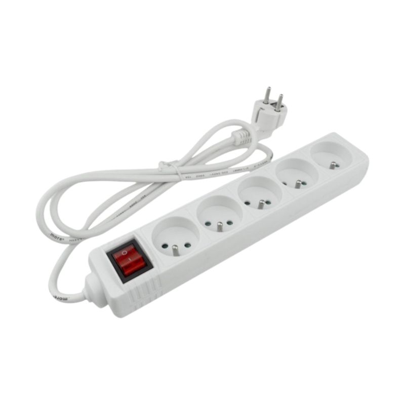 Przedłużacz Eco-Light z Wyłącznikiem 5 Gniazd 5 m 3x1,5 Biały 1 szt.