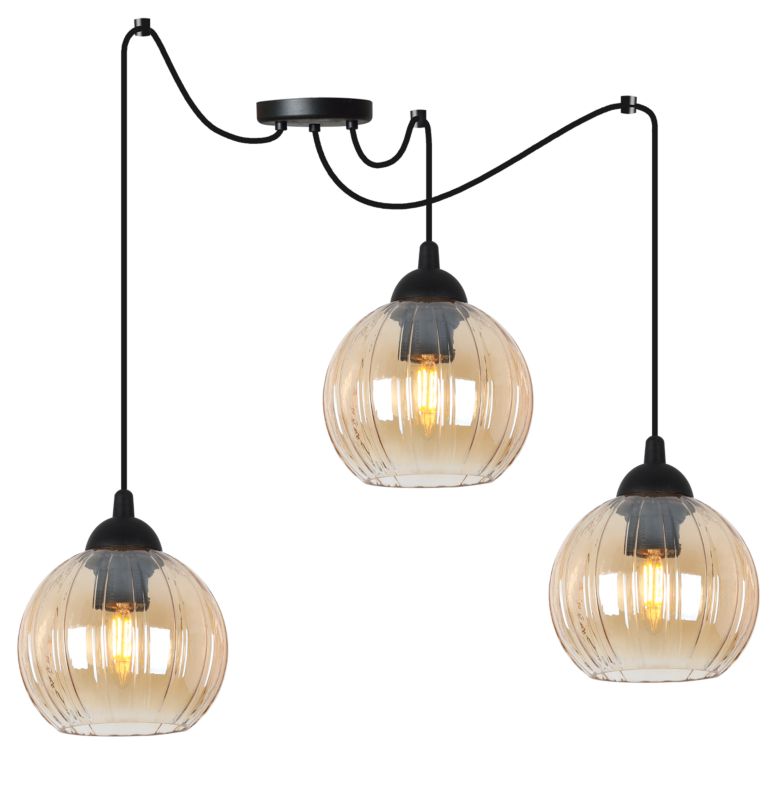 Lampa sufitowa wisząca Light Home LH Costa Pająk 3x E27 60W czarny/miodowy 1szt.