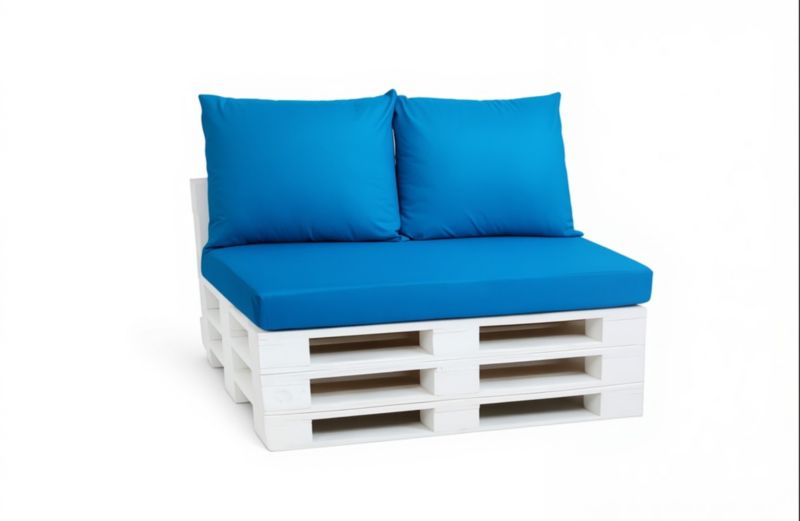 Zestaw 3 poduszek na paletę, Setgarden, 120x60x10 cm, 2x60x50cm oparcie,, Niebieskie dwustronne poduszki na meble ogrodwe, 1szt