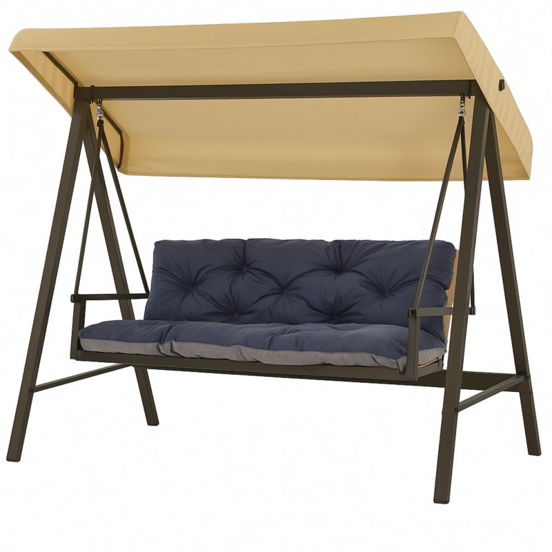 Poduszka Ogrodowa na Huśtawkę 3-os, Setgarden, 120x60x50cm, Granatowa Poduszka na ławkę z troczkami,Svinge 1szt