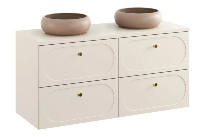 Szafka pod umywalkę Comad DONNA SAND 120cm beż piaskowy z umywalkami nablatowymi WIKI 1 szt