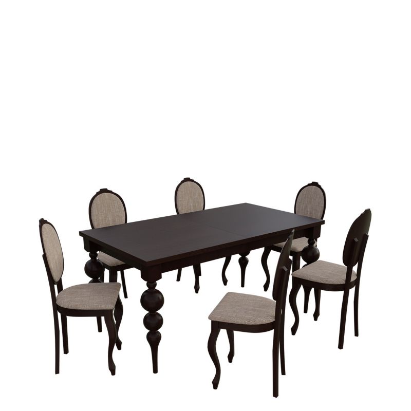 Zestaw RO40 MIRJAN 24 Stół rozkładany S38 90x160/215 + 6 krzeseł K76 orzech + jasny brąz 1 kpl.