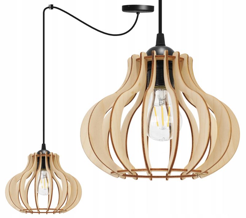 Lampa sufitowa wisząca Light Home LH Spider Timber Drewno 1x E27 60W czarny 1szt.