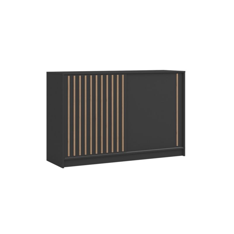 Komoda przesuwna Bettso Lay 150 cm stylowa z lamelami w kolorze dąb wotan czarny 1szt.