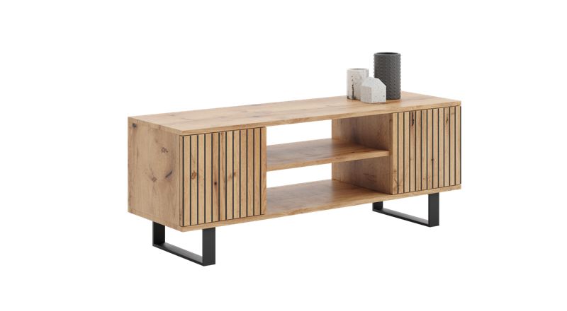 Szafka RTV Kobi 135 cm loft dąb craft złoty - lamele 1 szt.