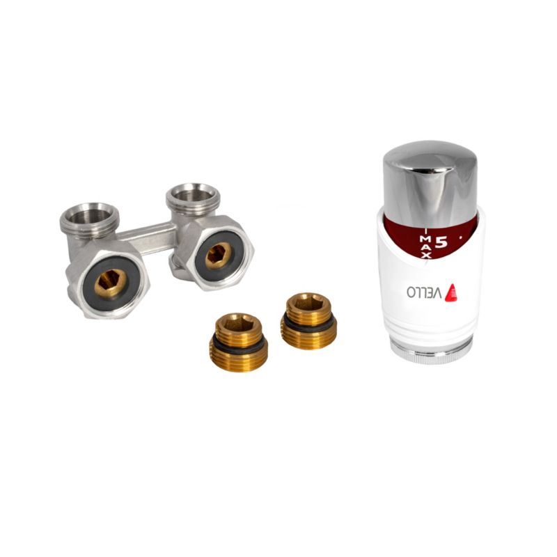 Zestaw przyłączeniowy IDMAR kątowy do grzejników typu V biało-chrom Wello 1 szt.