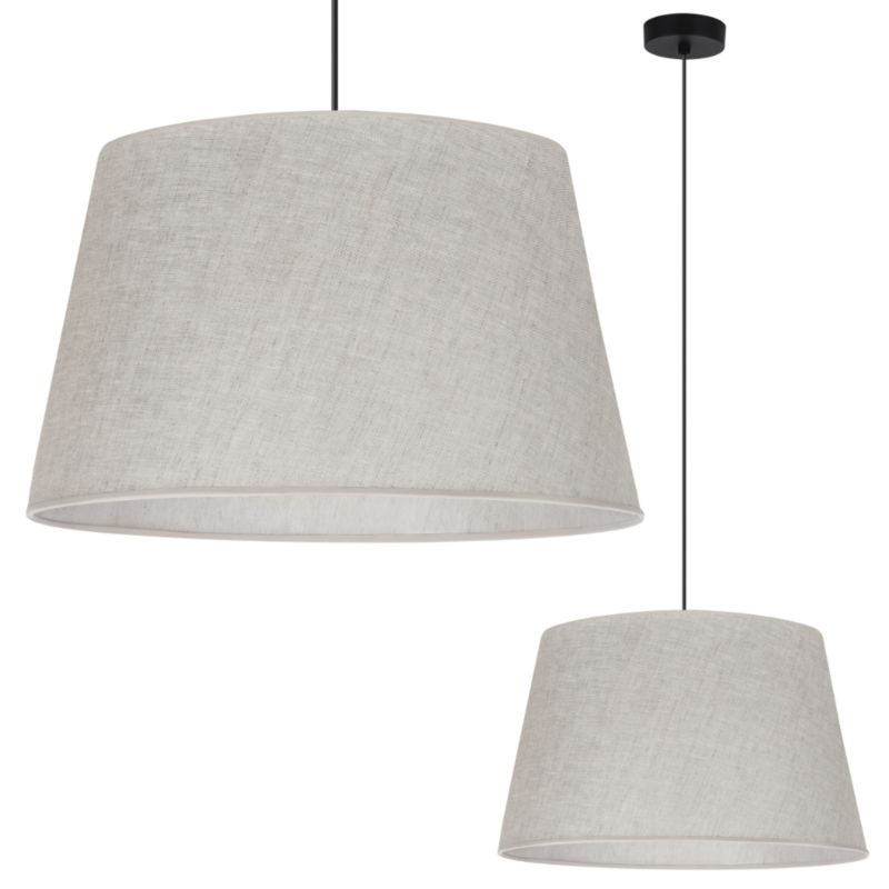 Lampa sufitowa wisząca Light Home LH Len Stożek 1x E27 60W klosz 44cm czarny/j.beżowy 1szt.