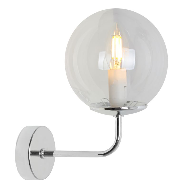 Lampa ścienna kinkiet Light Home LH Siena 1x E14 40W chrom klosz transparentny 1szt.