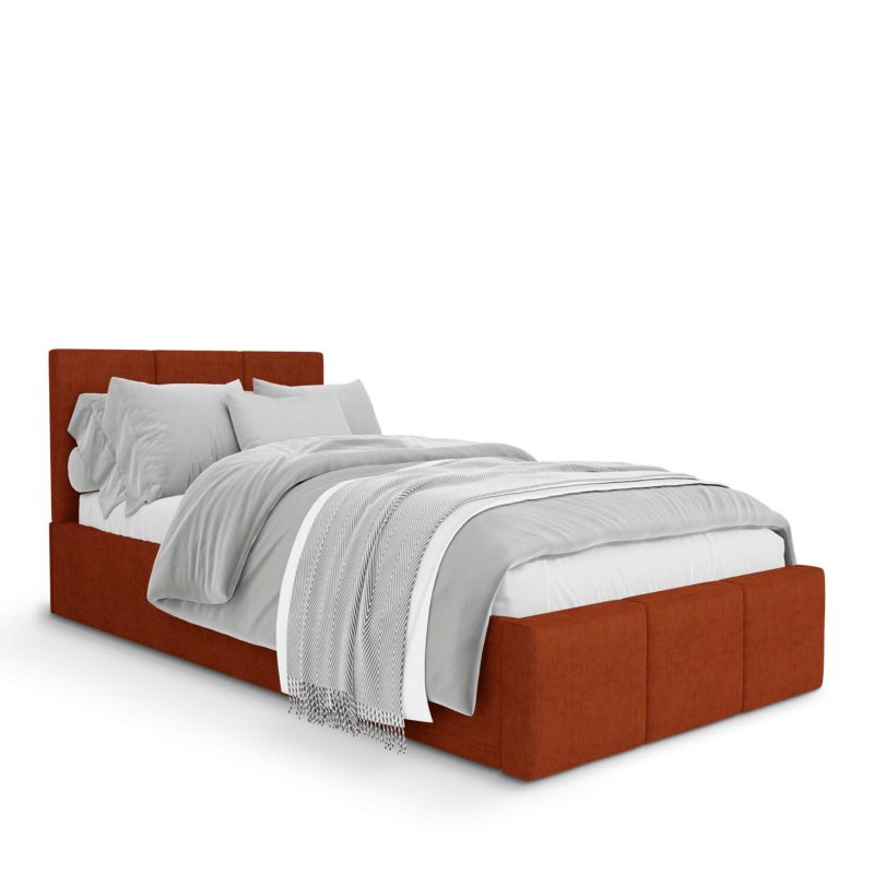 Łóżko Muralo Tapicerowane z Pojemnikiem Miodowe 90x200x100 cm 1szt.