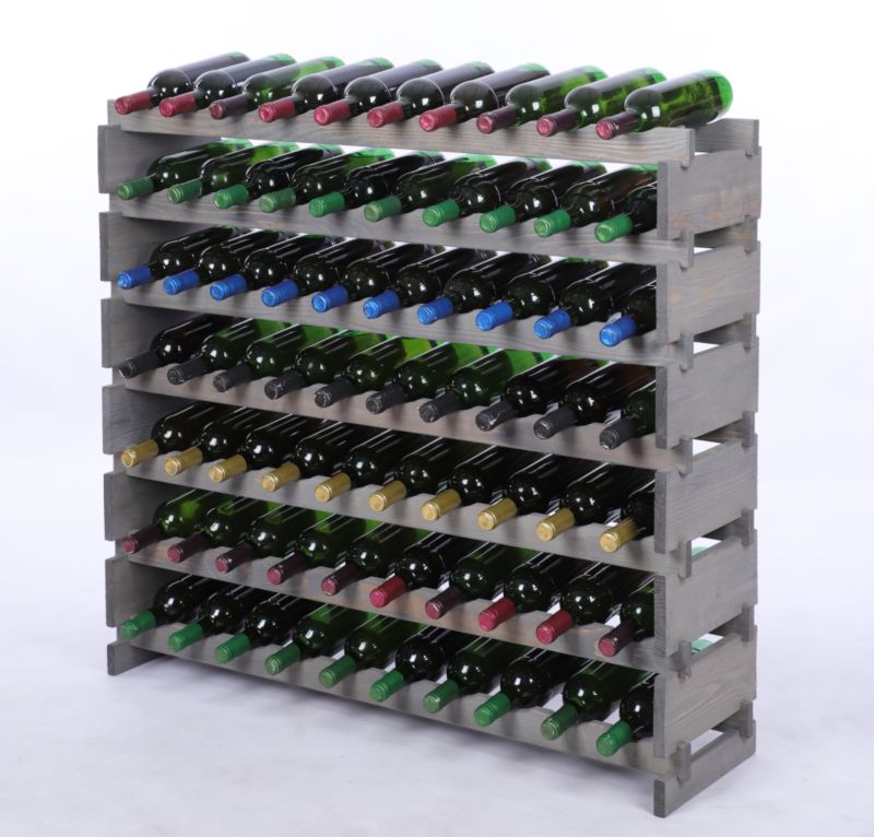 Stojak na wino MODO24 regał modułowy na butelki 7 leżni x 10 butelek montaż bez narzędzi impregnacja szara 1 szt.