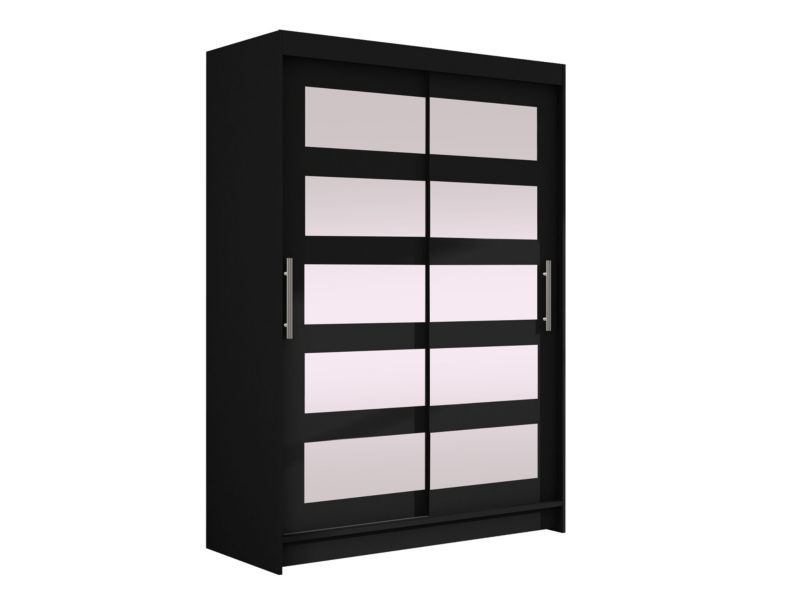 Szafa MIRJAN 24 z drzwiami przesuwnymi Miami IV czarny/lustro 1 szt.
