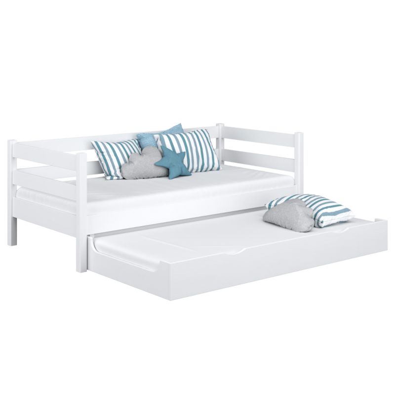 Drewniane łóżko N-WOOD sofa z szufladą na materac N01 biały 80x180 1szt.