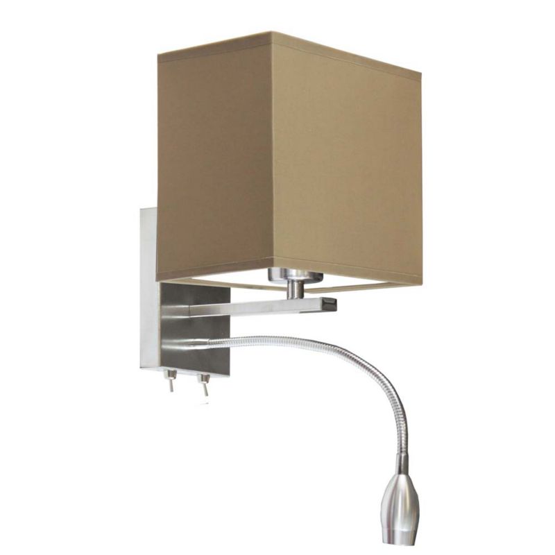 Kinkiet Volta Light Factory Moto Stal szczotkowana/Cappuccino Abażur 1xE27 1szt.