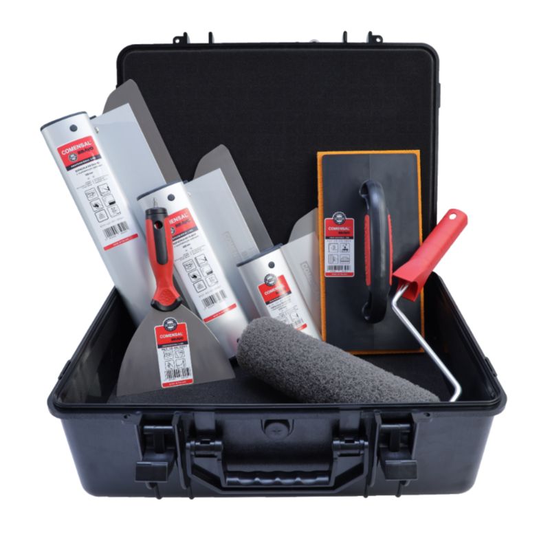 Zestaw szpachli ALU COMENSAL do gładzi MAŁA WALIZKA 3x nóż, paca, wałek, szpachelka 1 zestaw