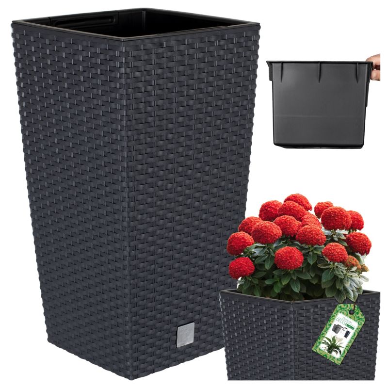 Doniczka Deco4Home Rattan donica antracyt 37,5cm 1 szt.