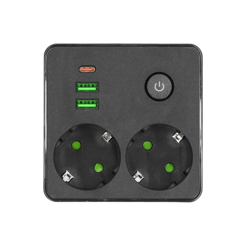 Rozgałęźnik z usb Kobi 2gn+2usb 1usb-c czarny 1szt.