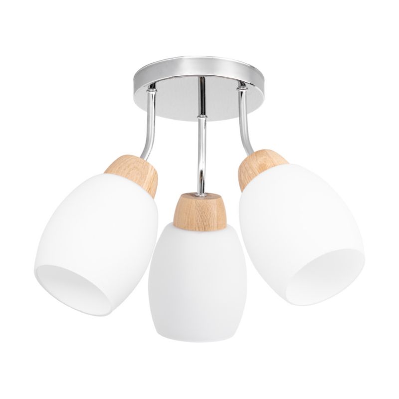 Drewniana Lampa Sufitowa SPOT Light 3xE27 Max.40W Dąb Olejowany FSC z Białym Kloszem, Polski Producent, 1 szt.