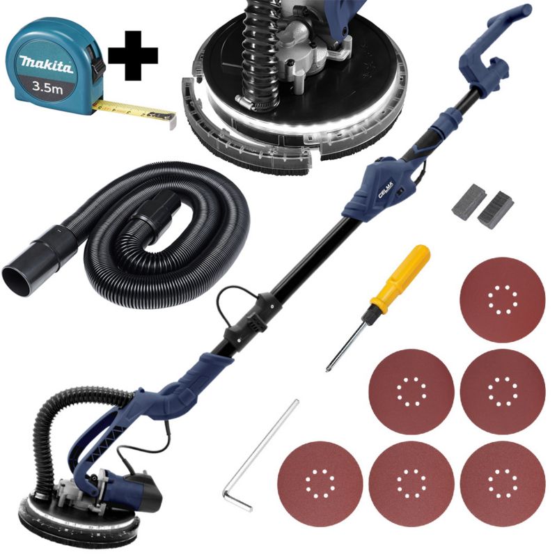 Zestaw Szlifierka do gipsu CELMA Professional PRBt 225LEO 750W LED + miara MAKITA 3,5m 1 szt.