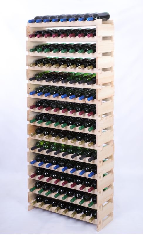 Stojak na wino MODO24 regał modułowy na butelki 14 leżni x 8 butelek montaż bez narzędzi naturalne drewno 1 szt.