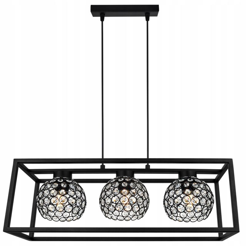 Lampa sufitowa wisząca Light Home LH Crystal Cage 3x E27 60W kryształki czarny 1szt.