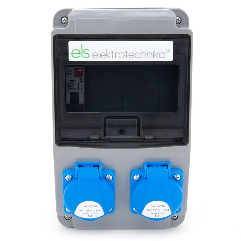 Rozdzielnica elektryczna, erbetka ogrodowa ELS Elektrotechnika 6NO21C00 2xGS 230V zabezpieczona C16, okablowana 1 szt.