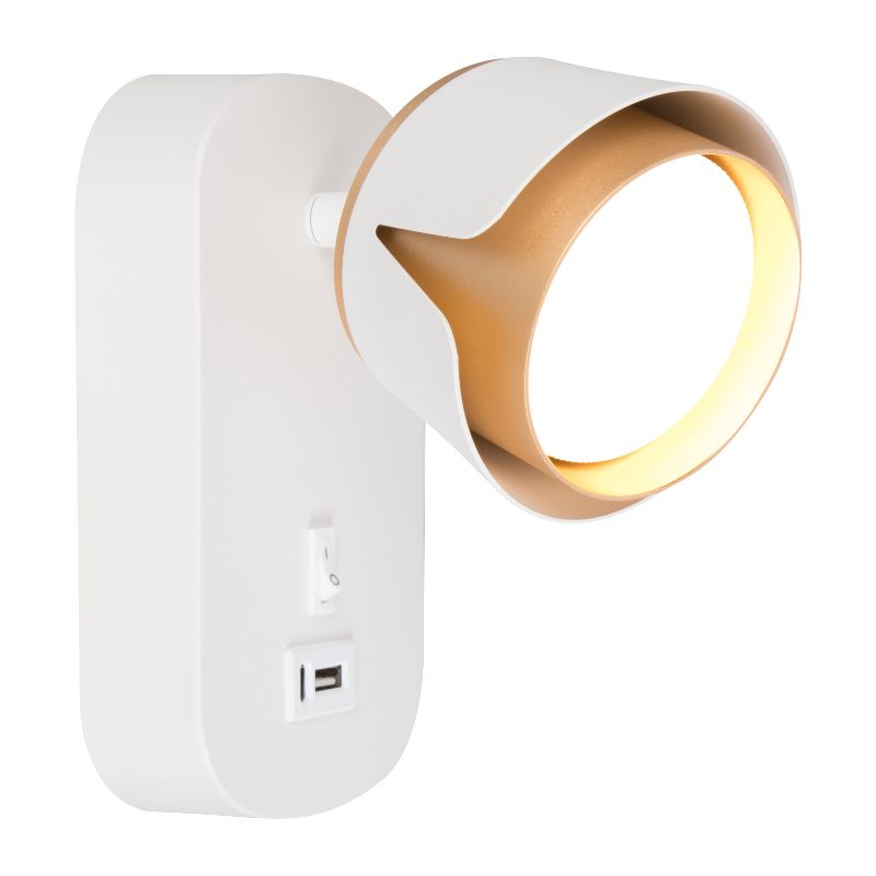 Kinkiet do czytania, DPM, 1 x GX53, USB A+C, biało-złoty, 1szt