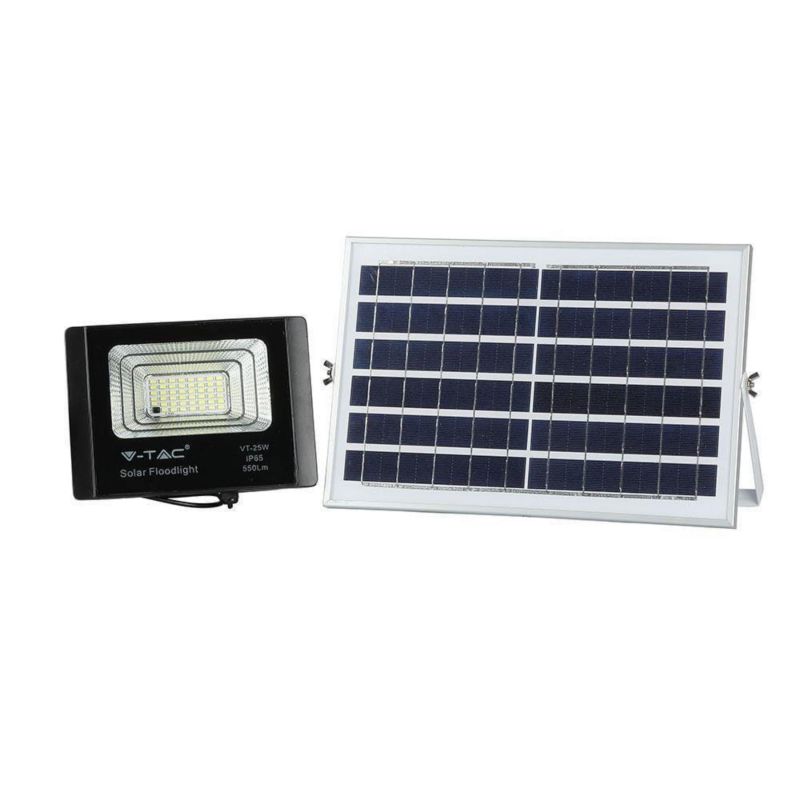 Naświetlacz solarny LED V-TAC czarny LED 12W 6000K 550lm IP65 wym: 17 x 20,5 x 5 cm aluminium - 1 szt.