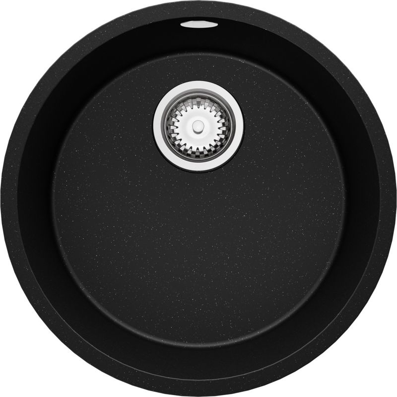 Zlewozmywak podblatowy Valetta PRIMAGRAN 46x46cm do szafki od 50cm, Czarny Metalik + Syfon, S004, 1 szt.