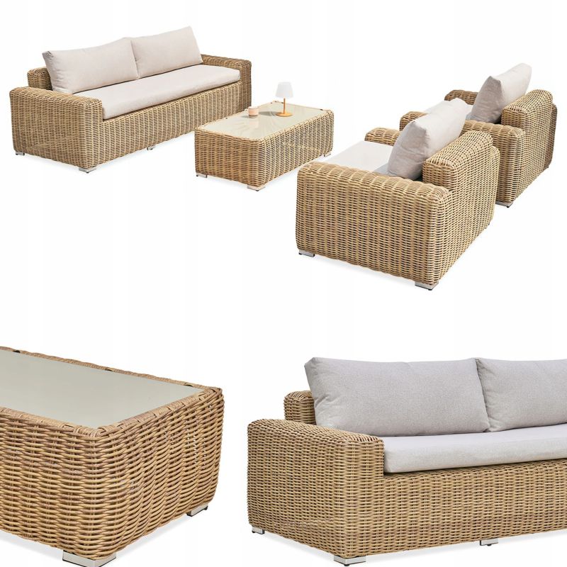 Zestaw Mebli Ogrodowych Technorattan JAKARTA Sofa Fotel Stolik na Taras 1 szt