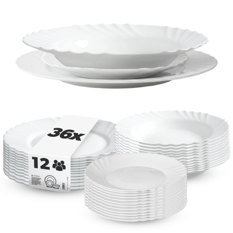 Zestaw KADAX talerz głęboki + talerz deserowy + talerz płaski 12 kpl.