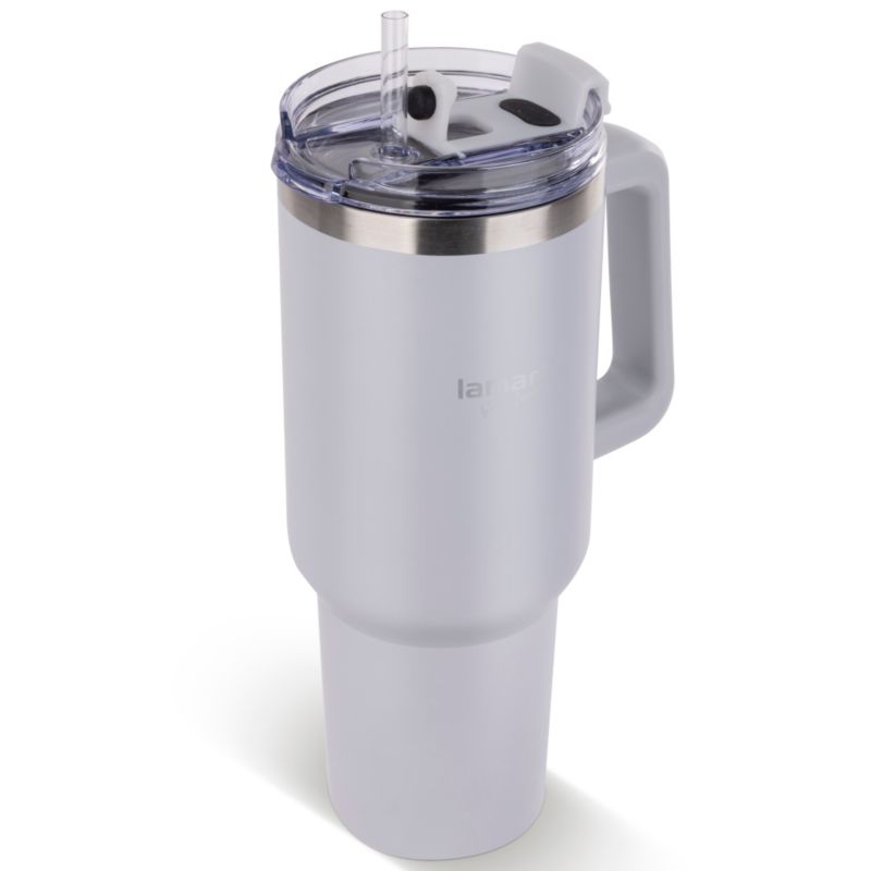 Kubek Termiczny Ze Słomką Lamart LT4086 Kremowy 1200 ml Stal Nierdzewna 1szt