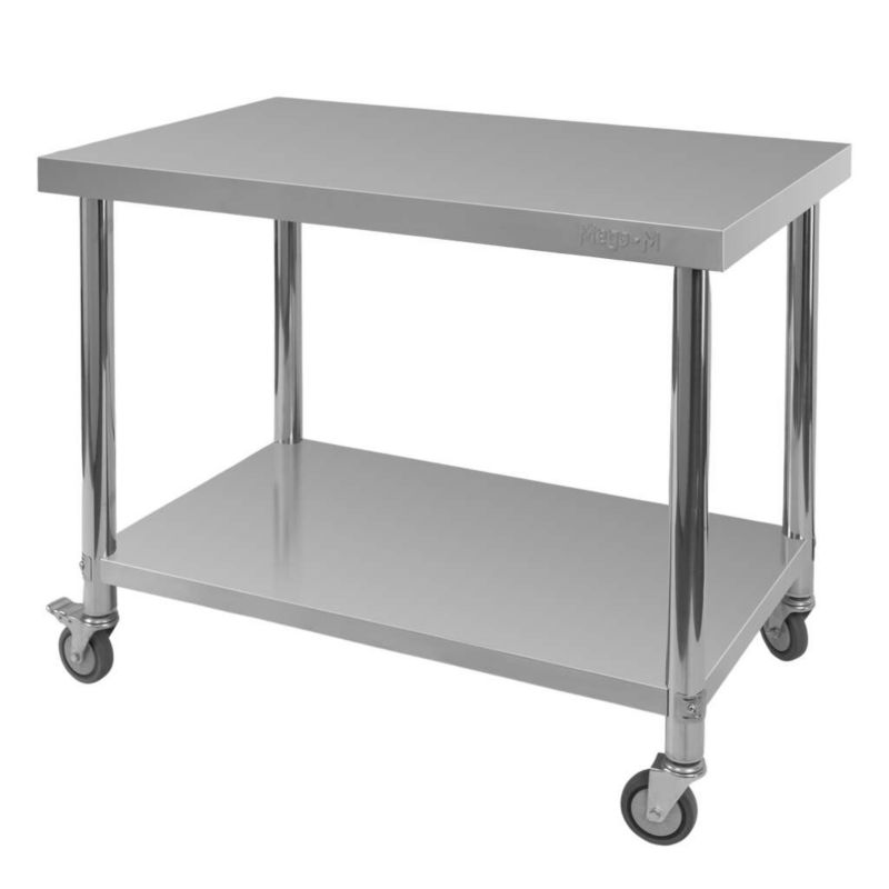 Stół Mega-M X Standard kuchenny ze stali nierdzewnej centralny z półką na kółkach 100x60x85 cm 1szt.