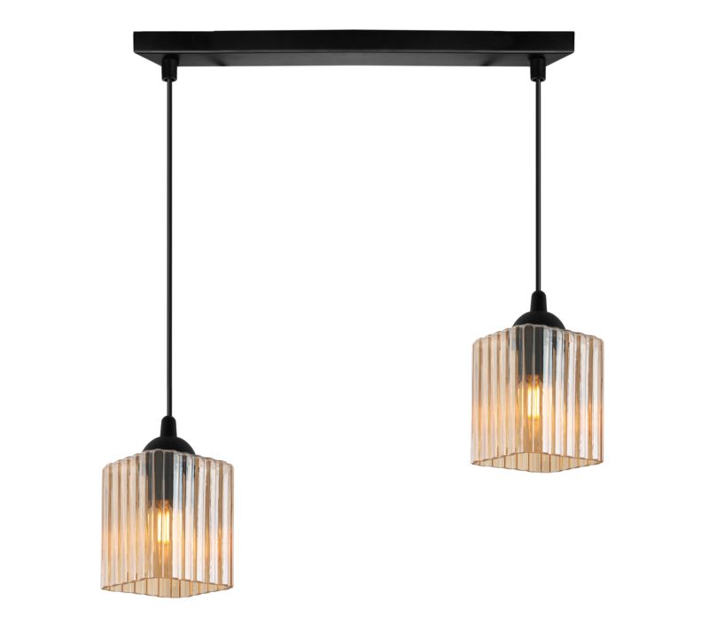 Lampa sufitowa wisząca Light Home LH Riffle 2x E27 60W czarny/miodowy 1szt.