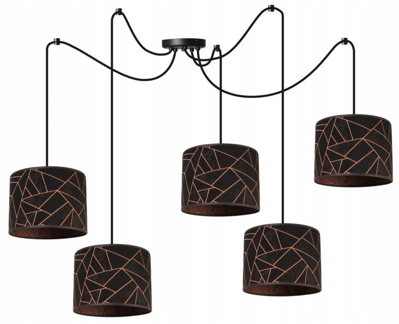 Lampa sufitowa wisząca Light Home LH Pająk Werona 5x E27 60W czarny/miedź 1szt.